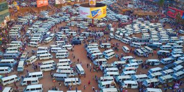 Taxis in the Old Taxi Park before renovations. PHOTO COURTESY OF KCCA.